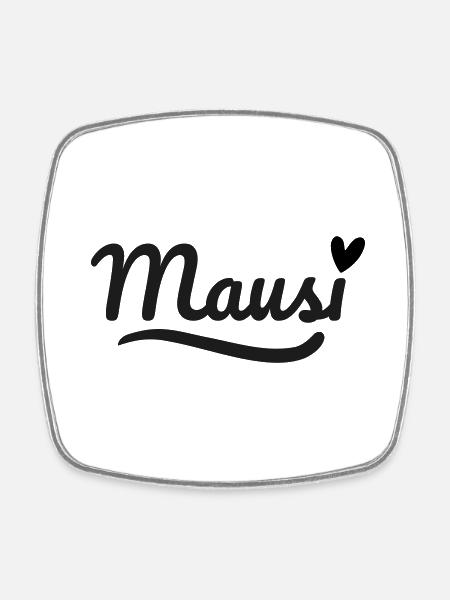 Mausi Schrift Herz - Viereckiger Kühlschrankmagnet - Weiß