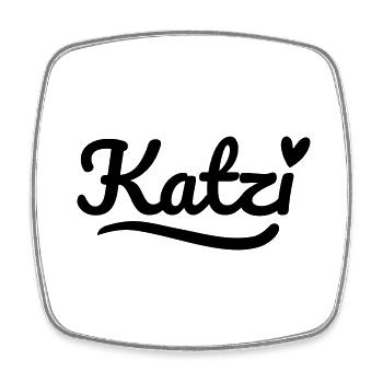 Katzi Schrift Herz - Viereckiger Kühlschrankmagnet - Weiß - Vorne