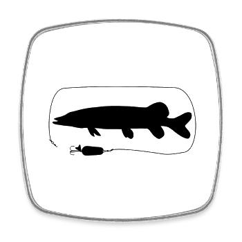 Pike with spoon blinker - Square fridge magnet - white - Front