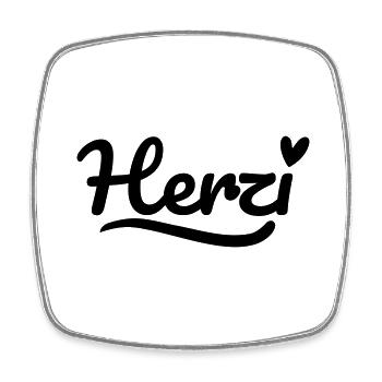 Herzi Schrift Herz - Viereckiger Kühlschrankmagnet - Weiß - Vorne