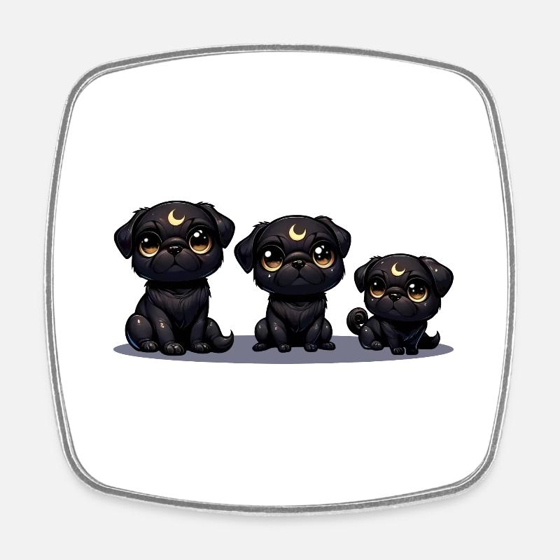 Moonlit Night Puppies - Square fridge magnet - white