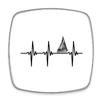 Heartbeat for sailboats with sails - Square fridge magnet - white - Front