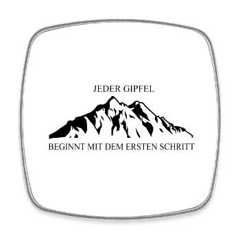 Klassische Berglandschaft: Jeder Gipfel beginnt - Viereckiger Kühlschrankmagnet - Weiß - Vorne