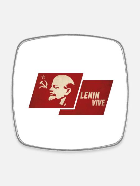 Lenin lebt Flagge - Viereckiger Kühlschrankmagnet - Weiß