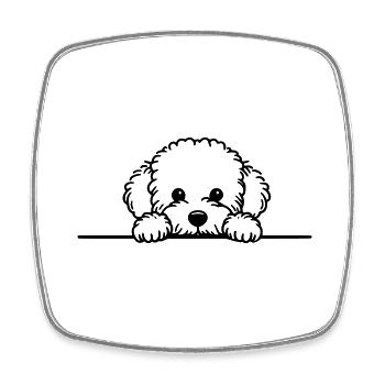 Peeking Maltese - Maltipoo Vector - Square fridge magnet - white - Front