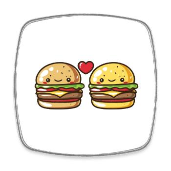 Burger Couple Love Heart Saint-Valentin - Magnet carré - blanc - Devant