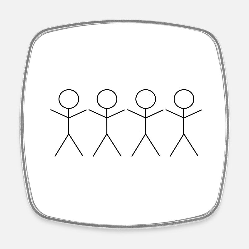 4 Strichmännchen - Viereckiger Kühlschrankmagnet - Weiß