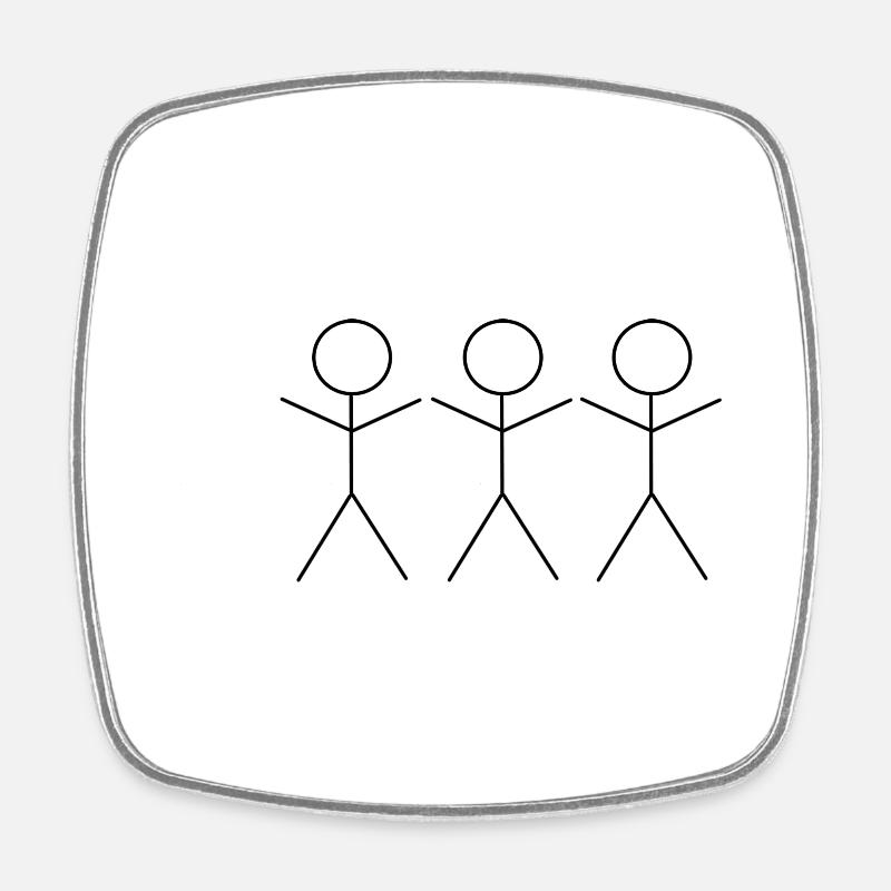 3 Strichmännchen - Viereckiger Kühlschrankmagnet - Weiß