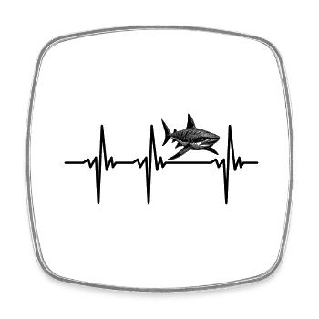 Heartbeat for sharks - Square fridge magnet - white - Front