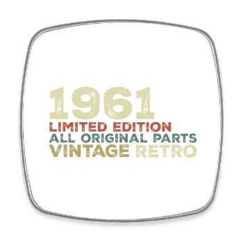 1961 Born Vintage 1961 Retro Birthday Gift - Square fridge magnet - white - Front