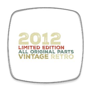 2012 Born Vintage 2012 Retro Birthday Gift - Square fridge magnet - white - Front