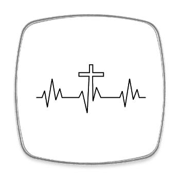 Kreuz-Beat - Viereckiger Kühlschrankmagnet - Weiß - Vorne