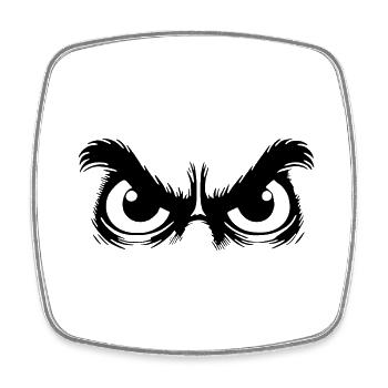 Owl eyes with stubborn gaze - Square fridge magnet - white - Front