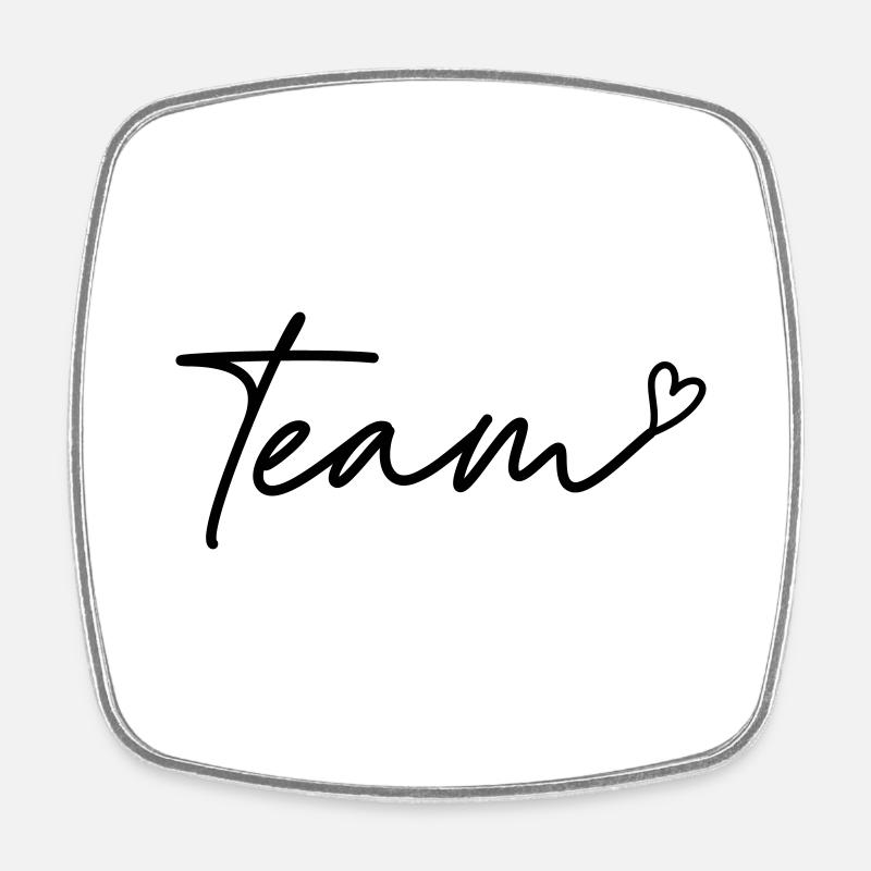 Team with heart - Square fridge magnet - white