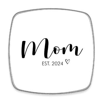 Mama seit 2024 Mom est 2024 Mutter Schwanger Baby - Viereckiger Kühlschrankmagnet - Weiß - Vorne