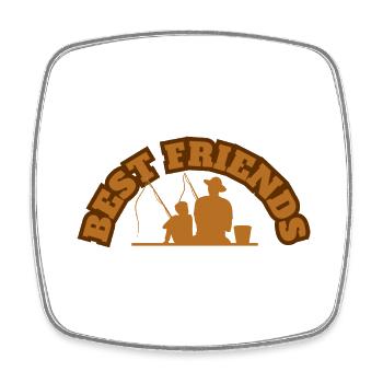 Best Friends Father With Son Fishing Brown - Square fridge magnet - white - Front