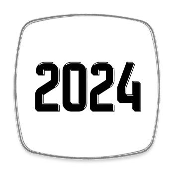 2024 Jahreszahl Datum Zahl Anno Kalenderjahr retro - Viereckiger Kühlschrankmagnet - Weiß - Vorne