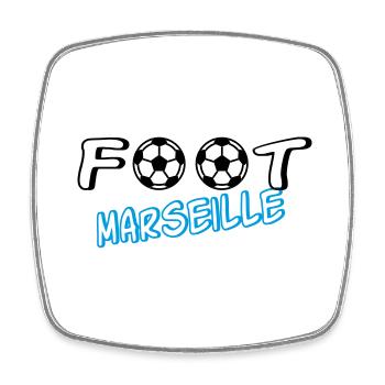 Foot marseille - Magnet carré - blanc - Devant