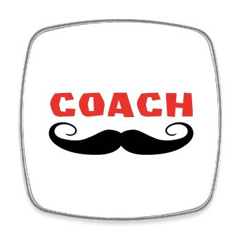 COACH Schnurrbart - Viereckiger Kühlschrankmagnet - Weiß - Vorne