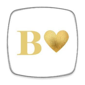 Letter b Golden Heart - Square fridge magnet - white - Front