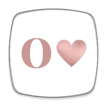 Letter o heart rose gold - Square fridge magnet - white - Front