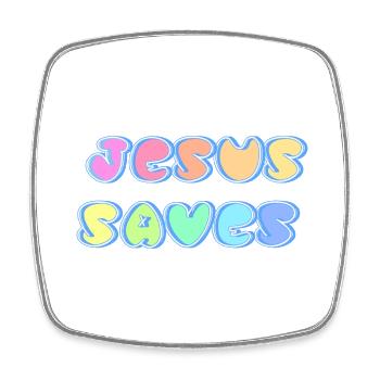 Jesus saves - Viereckiger Kühlschrankmagnet - Weiß - Vorne
