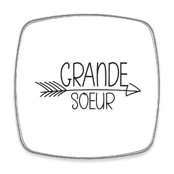 Big Sister -Minimlist - Square fridge magnet - white - Front
