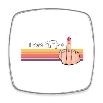 Ich bin 17 + 1 Mittelfinger-Shirt Ich bin 17 plus, - Viereckiger Kühlschrankmagnet - Weiß - Vorne