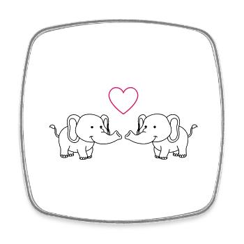 Éléphants amoureux - Magnet carré - blanc - Devant
