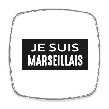 JE SUIS MARSEILLAIS - Magnet carré - blanc - Devant