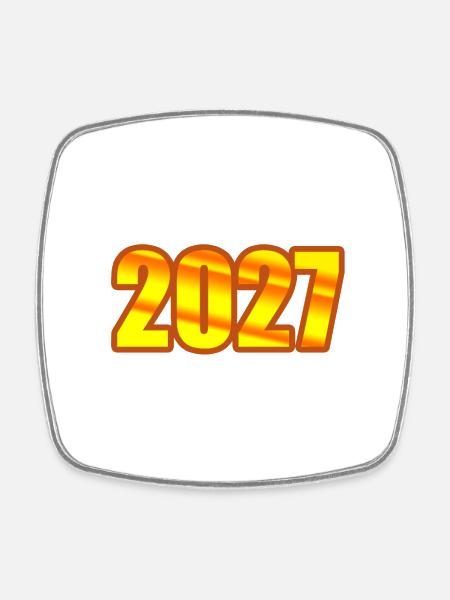 Jahreszahl 2027 - Viereckiger Kühlschrankmagnet - Weiß
