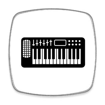 Synthesizer Keyboard Loud Techno DJ Music Party - Square fridge magnet - white - Front