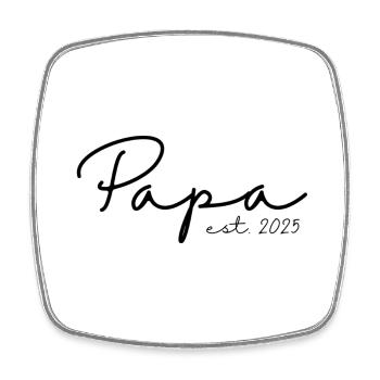 Papa est. 2025 / Nouveau papa / Enceinte - Magnet carré - blanc - Devant