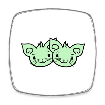 Deux chats heureux 2 amis Couple Équipe Couple - Magnet carré - blanc - Devant
