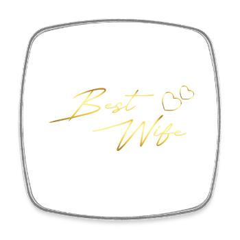 Best Wife Design gold - Square fridge magnet - white - Front