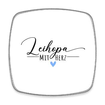 Leihopa mit Herz - Viereckiger Kühlschrankmagnet - Weiß - Vorne