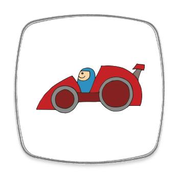 Voiture de course - Magnet carré - blanc - Devant