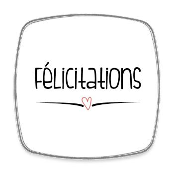 BRAVO. FELICITATIONS. NAISSANCE. ANNIVERSAIRE. BAC - Magnet carré - blanc - Devant