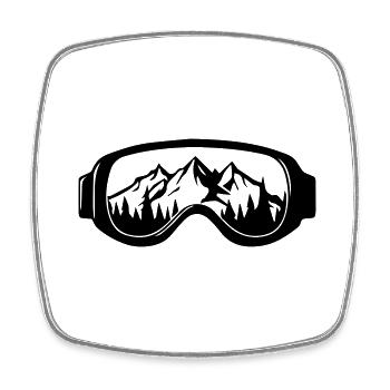 Ski goggles - Square fridge magnet - white - Front