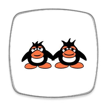 Penguins Team 2 Friends Tired Couple Holding Hands - Square fridge magnet - white - Front
