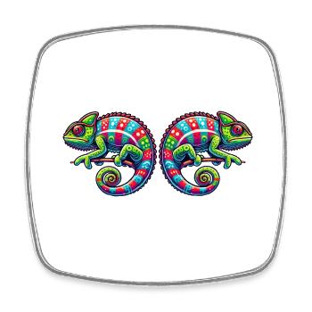 Caméléon - Magnet carré - blanc - Devant