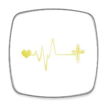 Croix, Pulsation, Cœur, Amour, Christianisme - Magnet carré - blanc - Devant