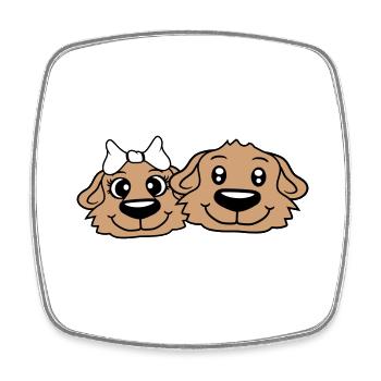 2 Hunde Team Zwei Freunde Liebe Pärchen Verliebt - Viereckiger Kühlschrankmagnet - Weiß - Vorne