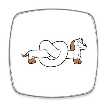 Hund Dackel Brezel Form Knoten Langer Körper Comic - Viereckiger Kühlschrankmagnet - Weiß - Vorne