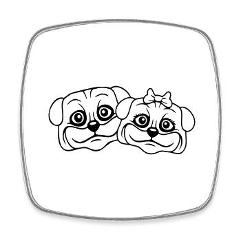 2 Hunde Mops Mann Frau Pärchen Zwei Verliebt Liebe - Viereckiger Kühlschrankmagnet - Weiß - Vorne