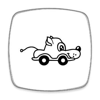 Hund Auto Spielzeug Ferngesteuert fahren Räder Süß - Viereckiger Kühlschrankmagnet - Weiß - Vorne
