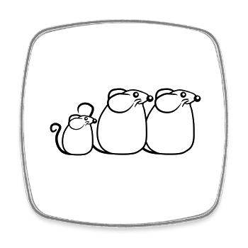 3 Mice Family Child Mom Dad Parents Row Cute - Square fridge magnet - white - Front
