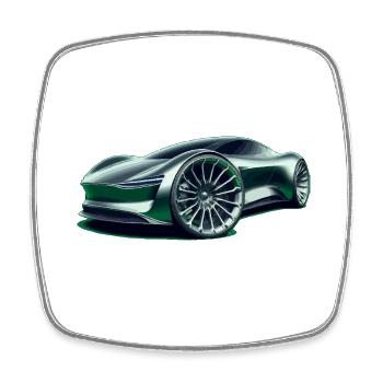 Futuristischer Supersportwagen - Viereckiger Kühlschrankmagnet - Weiß - Vorne
