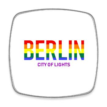 Berlin -City of Lights - Germany - Deutschland - Square fridge magnet - white - Front