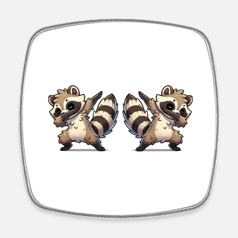 waschbär dabbing - Viereckiger Kühlschrankmagnet - Weiß